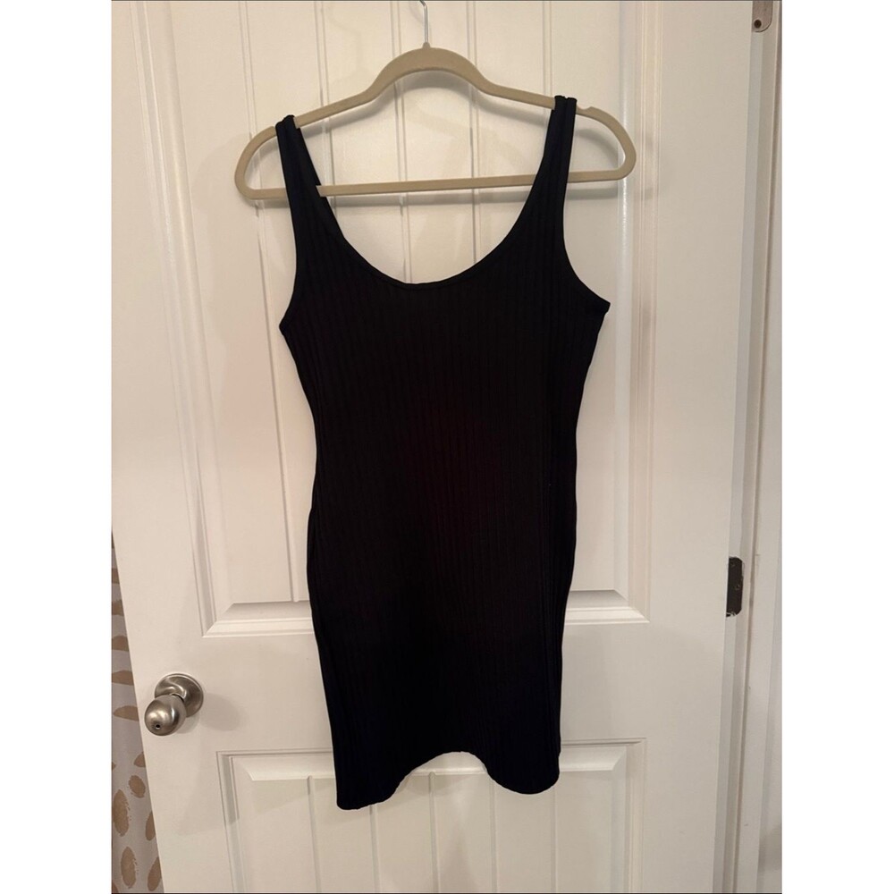 Fashion Nova Black Ribbed Tank Top Dress